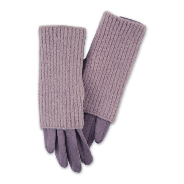 Three-In-One Knit Gloves - Dusty Lavender