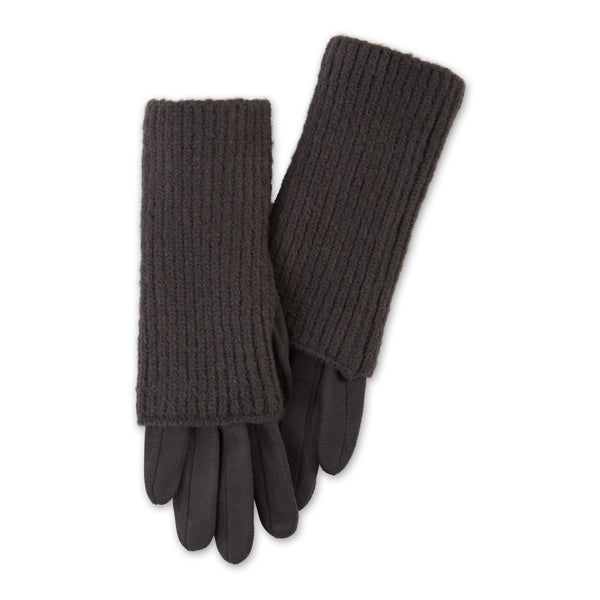 Three-In-One Knit Gloves - Charcoal