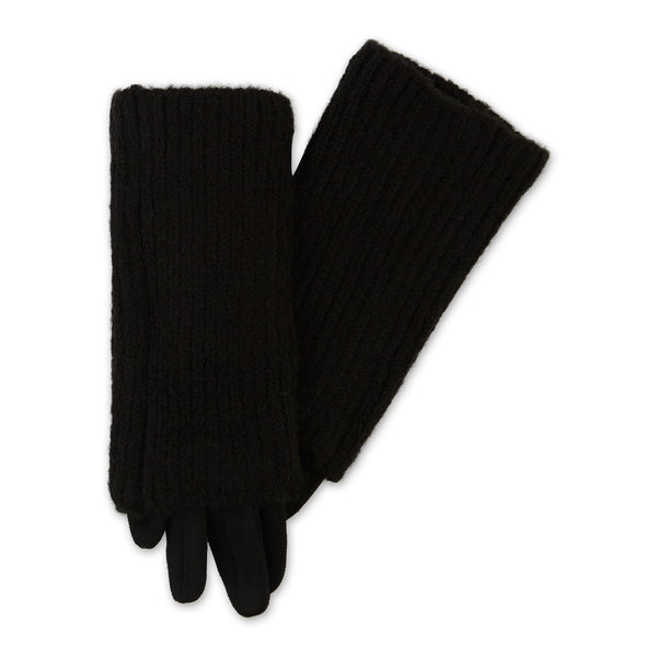 Three-In-One Knit Gloves - Black