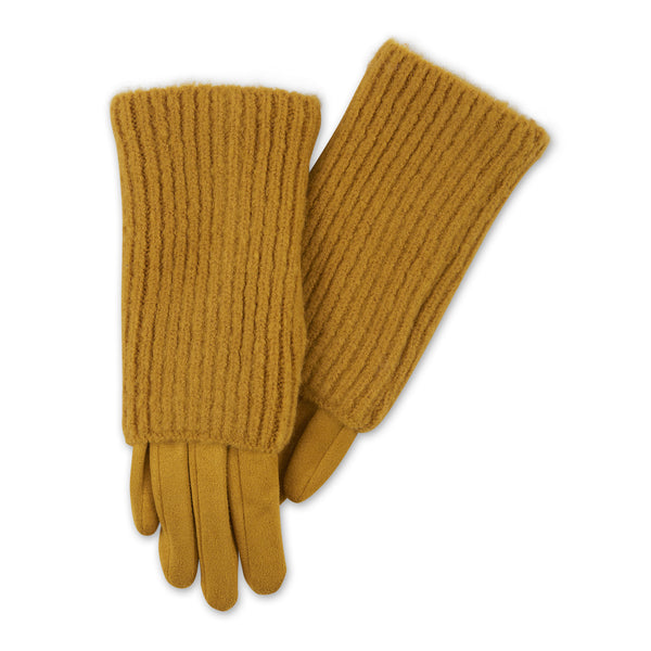 Three-In-One Knit Gloves - Mustard