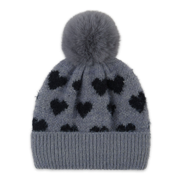 Heart Beanie - Gray