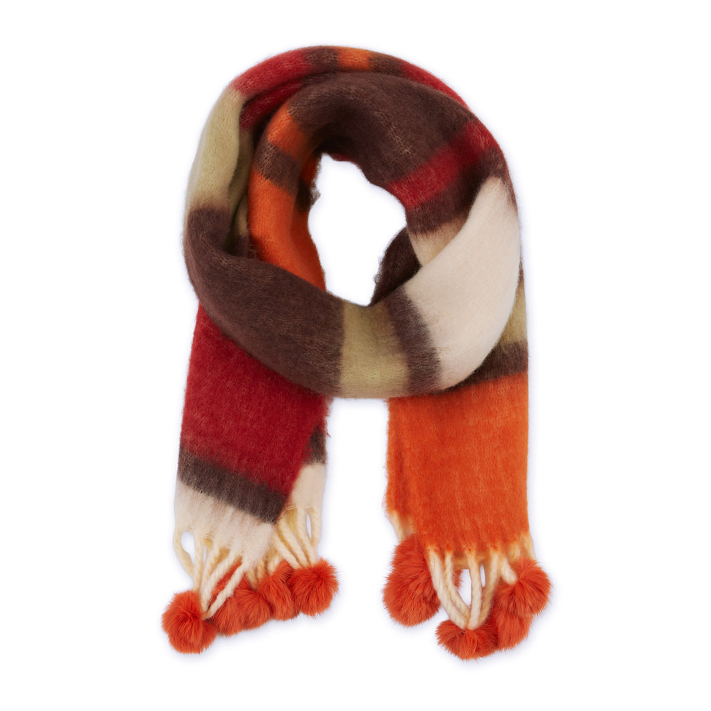 Zoey Stripe Scarf - Orange