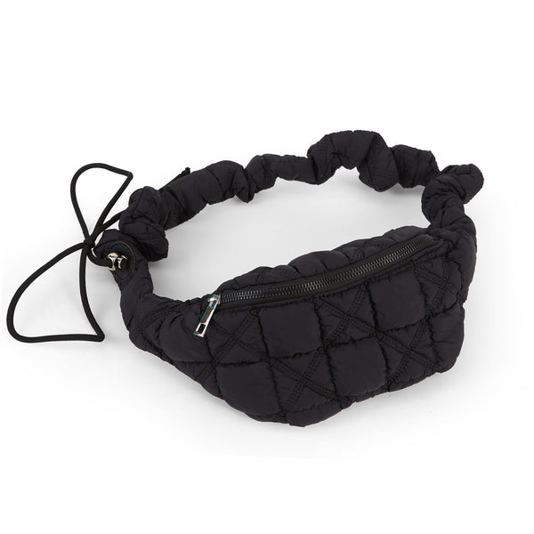 Quilted Puffer Crossbody Bag - Black