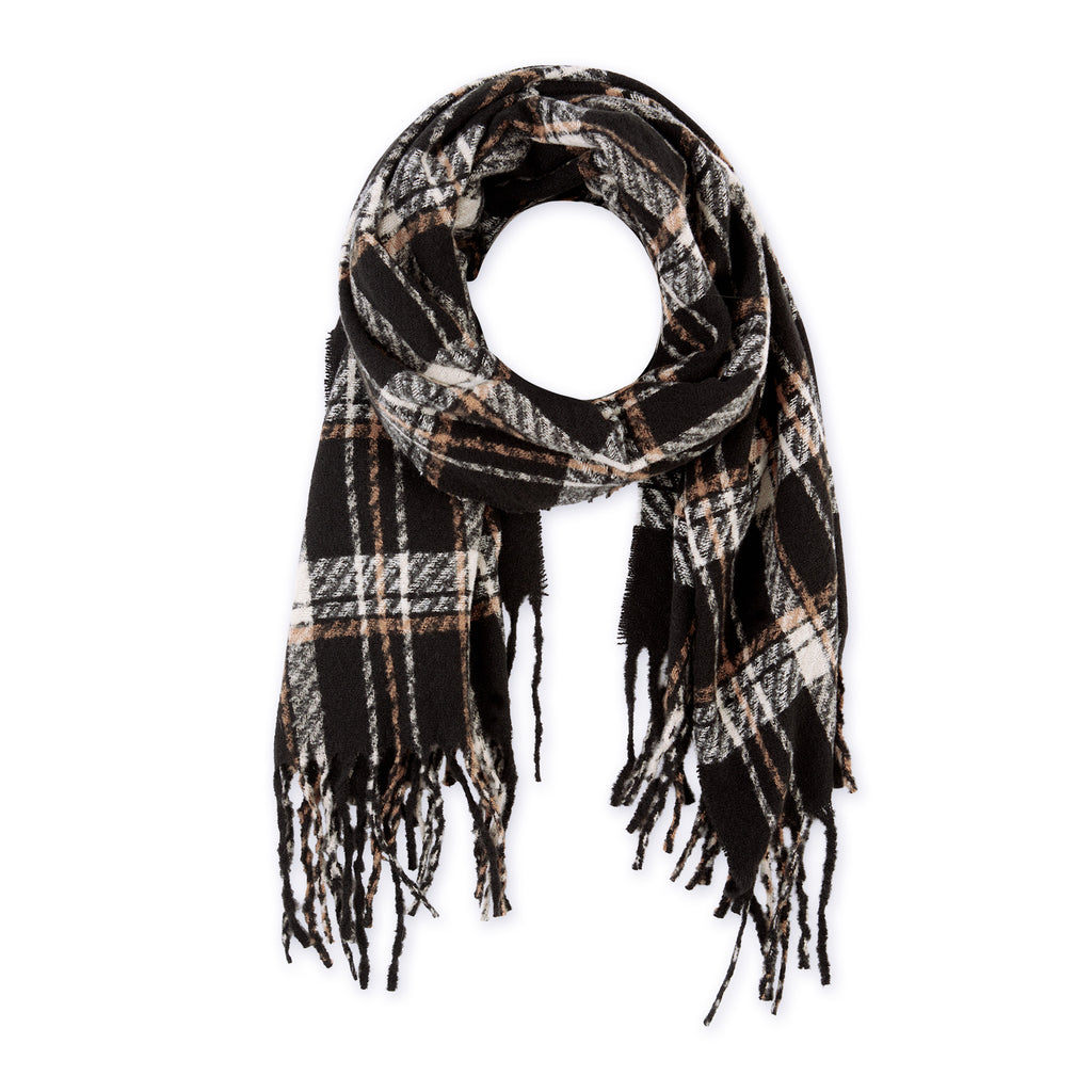 Aspen Plaid Scarf - Black