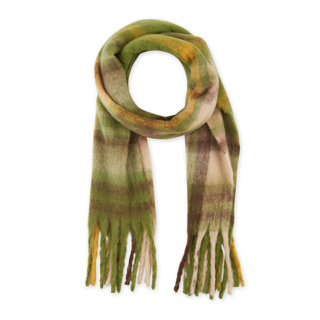 Cozy Plaid Scarf - Green