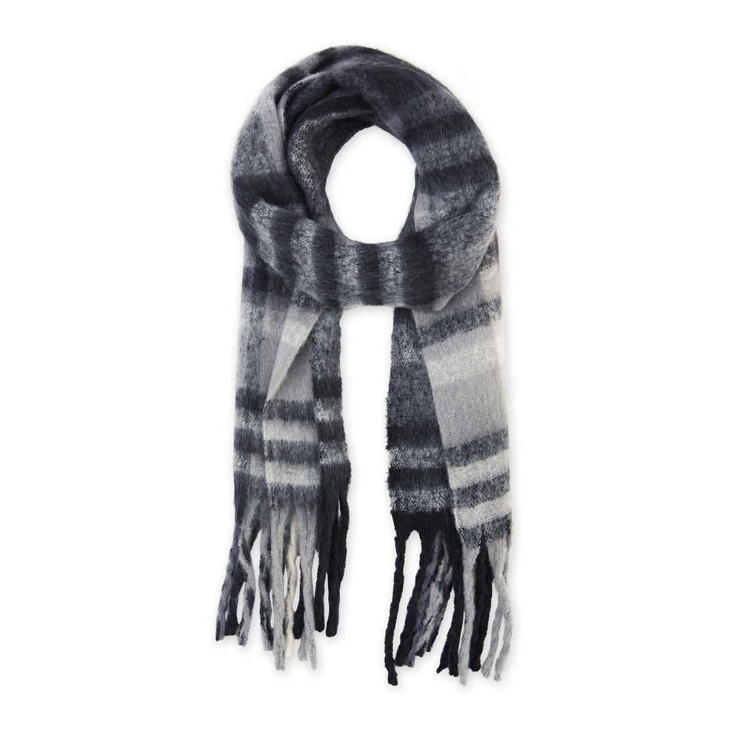 Cozy Plaid Scarf - Gray