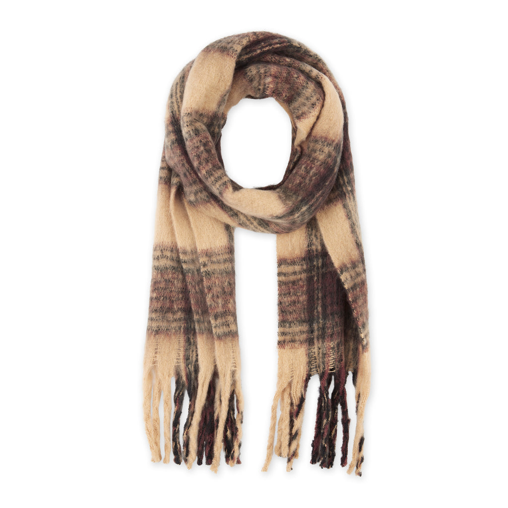 Cozy Plaid Scarf - Brown