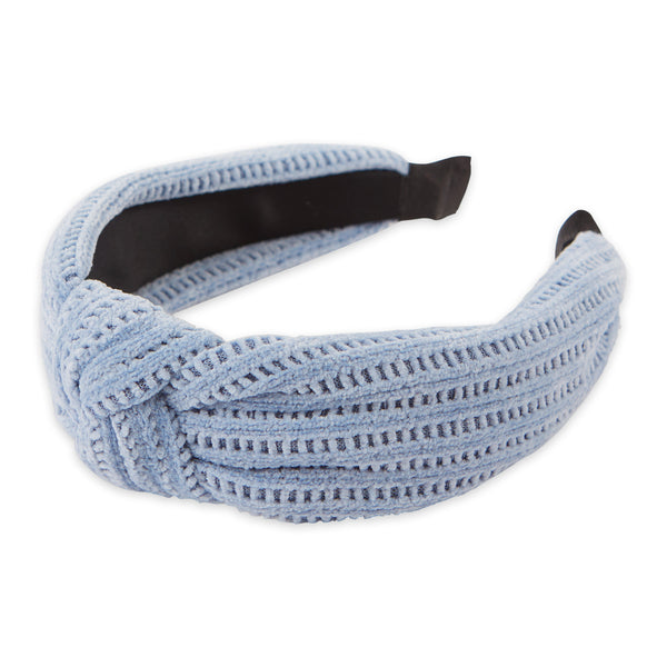 Chenille Knotted Headband - Light Blue