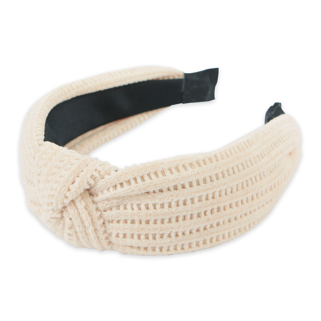 Chenille Knotted Headband - Cream