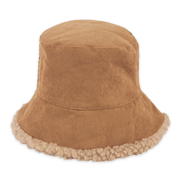 Corduroy Reversible Bucket Hat - Brown