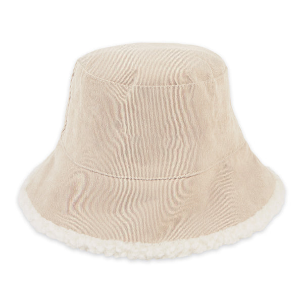 Corduroy Reversible Bucket Hat - Beige