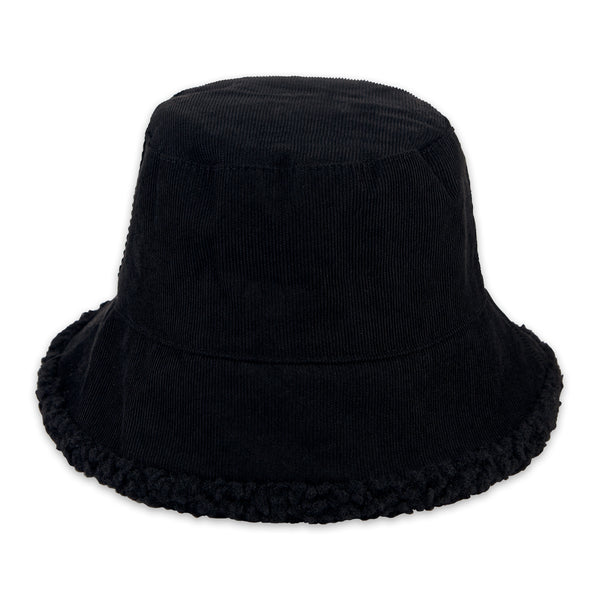 Corduroy Reversible Bucket Hat - Black