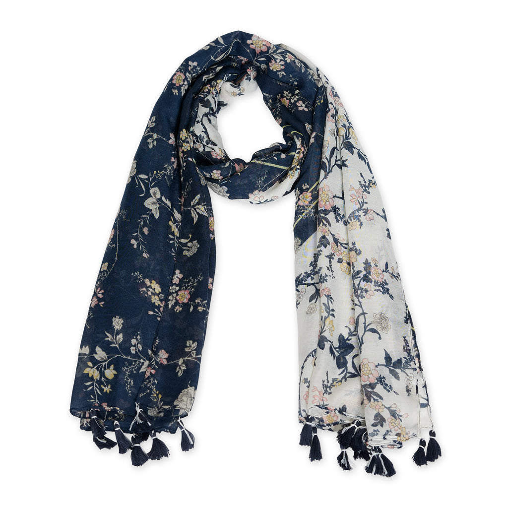 Floral Scarf - Navy