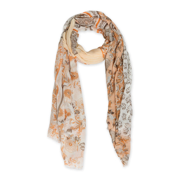 Orange Boho Floral Insect Shield Scarf