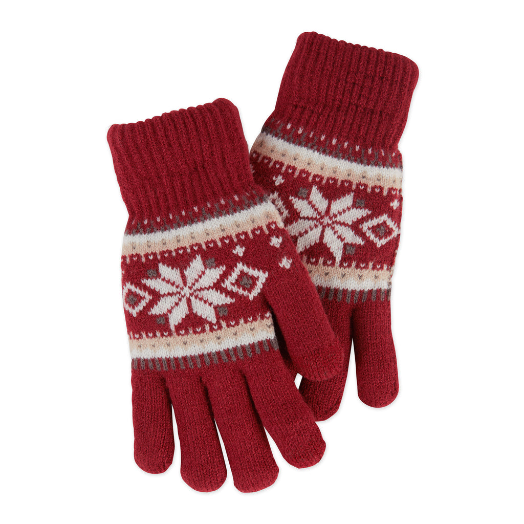 Cozy Fair Isle Gloves - Red