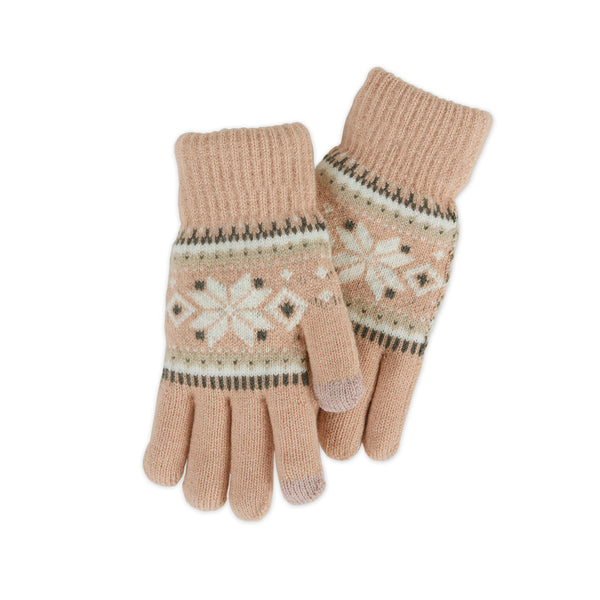 Cozy Fair Isle Gloves - Pink