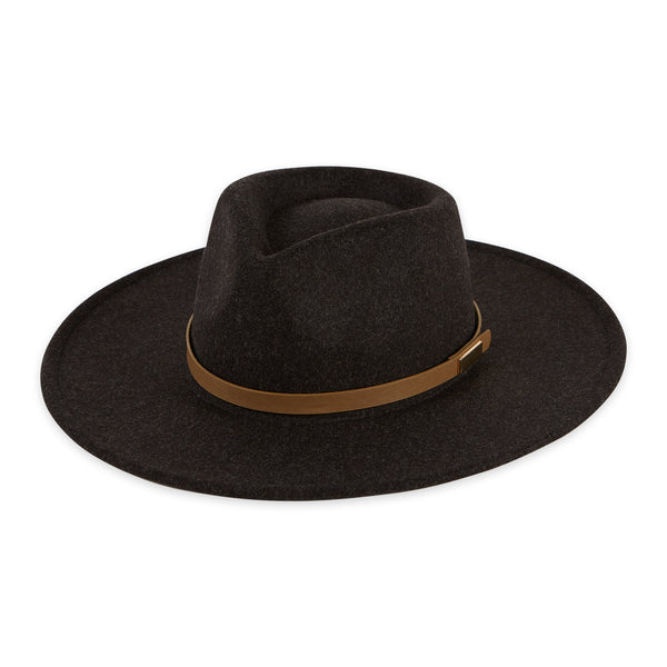 Heathered Wide Brim Hat - Black
