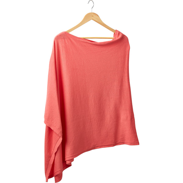 Elegant Solid Cotton Poncho - Coral - Tickled Pink Wholesale