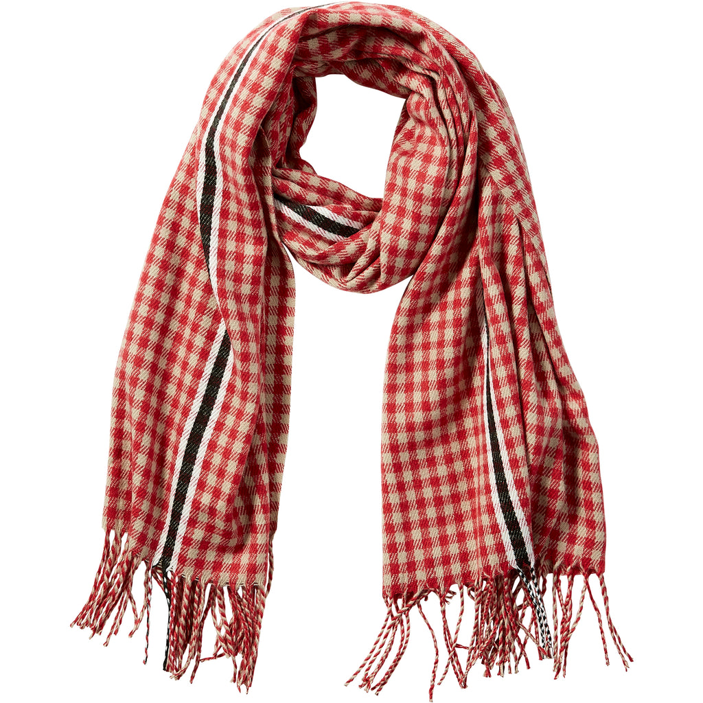 Red Petite Check Fringe Scarf - Tickled Pink Wholesale