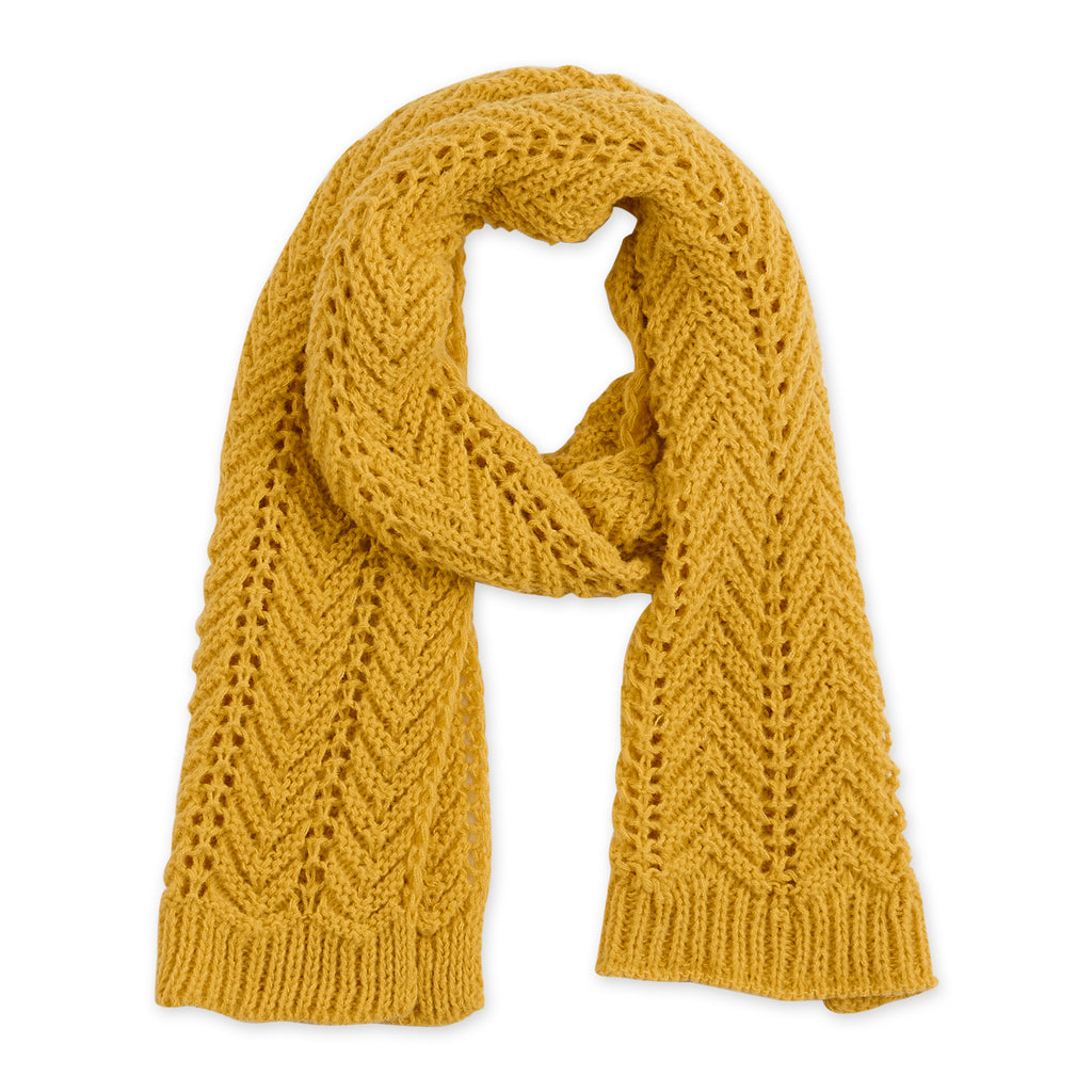 Chevron Knit Scarf - Mustard Yellow