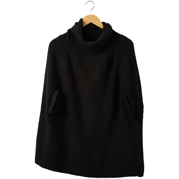 Victoria Knit Poncho - Black - Tickled Pink Wholesale